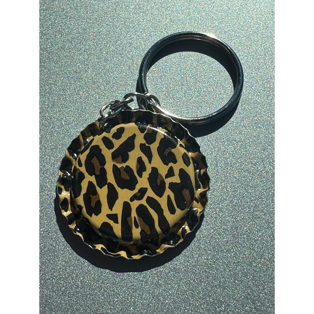 I Heart My Cat‎ Bottle Cap Keychain Leopard Print Animal Print Cat Lover Gift - Picture 3 of 4